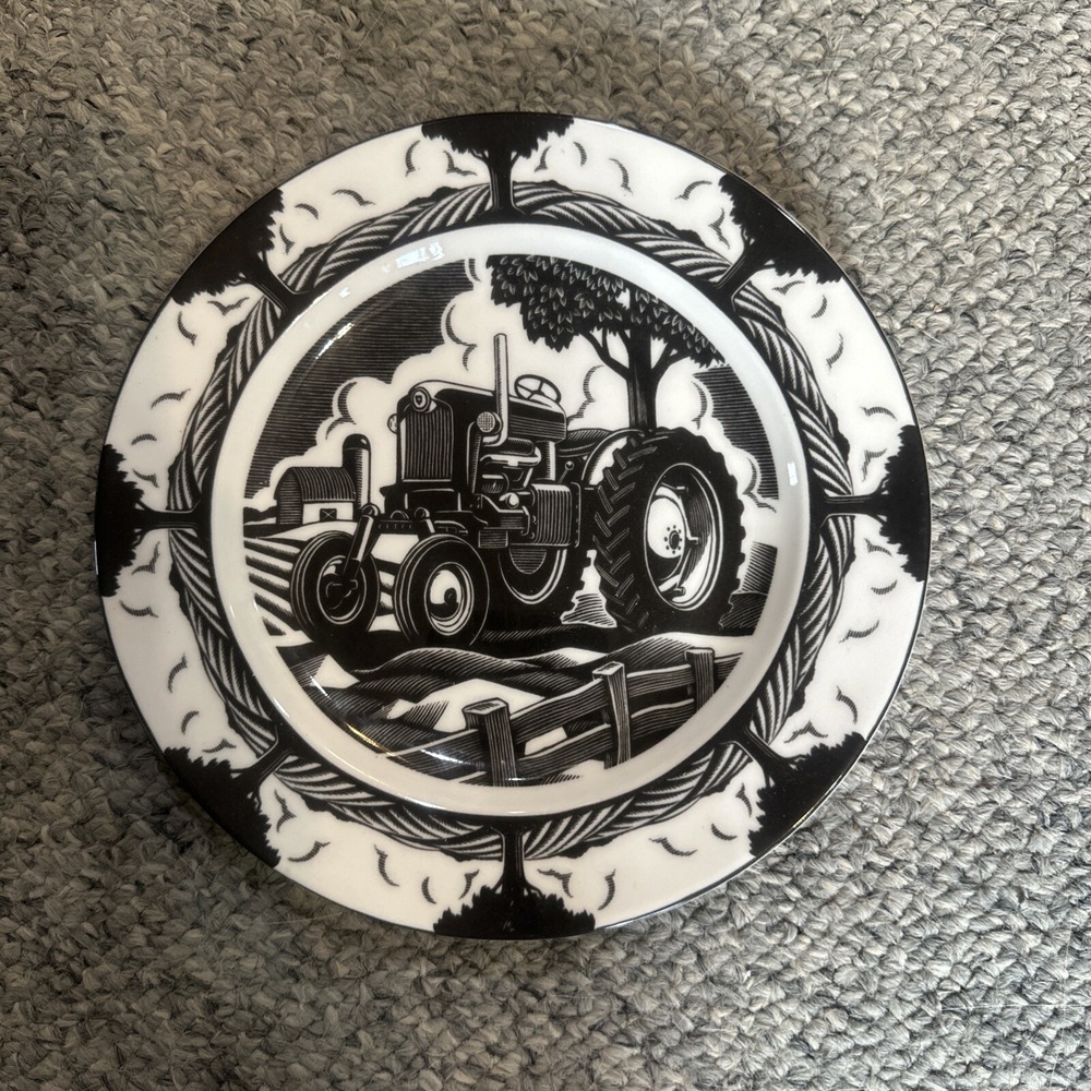 222 Fifth Plate Slice of Life‎ TRACTOR Chris Gall Salad Plates, Multiples Avail.